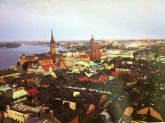 High above Stockholm and the Stockholm City Hall